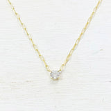 Sterling Silver CZ Paperclip Necklace