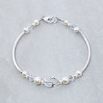 Sterling Silver Freshwater Pearl and Crystal Bracelet