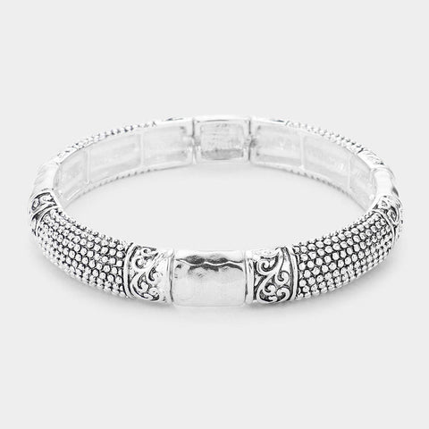 Fashion Silver Tone Stretch Bracelet