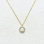 Fashion Gold Tone Blue Iridescent Stone Necklace