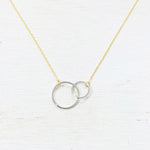 Fashion Two Tone Interlocking Circles Necklace