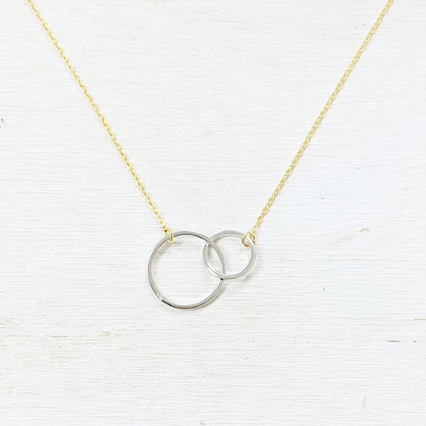 Fashion Two Tone Interlocking Circles Necklace