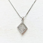 Fashion Silver Tone Rhinestone Rhombus Necklace