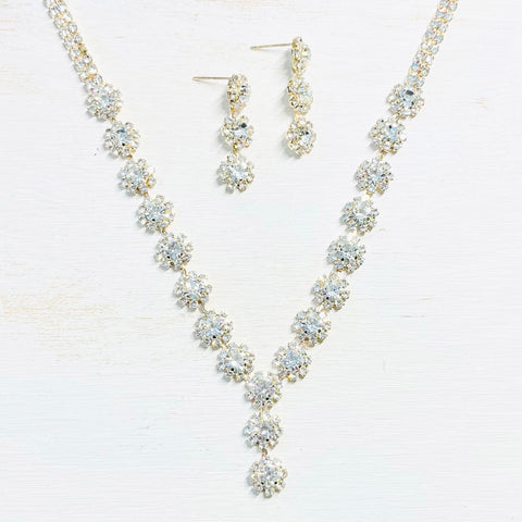 Fashion Gold Tone Rhinestone Y-Chain Necklace Set
