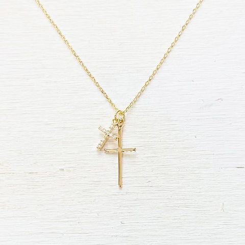 Children’s Gold Tone Layered Cross Necklace