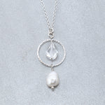 Sterling Silver Freshwater Pearl and Crystal Necklace