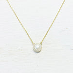 Sterling Silver Gold Plated Freshwater Pearl w CZ Halo Necklace