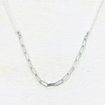 Fashion Silver Tone Paperclip Chain and Pearl Necklace