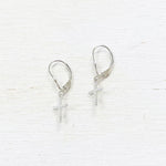 Sterling Silver CZ Cross Dangle Earrings