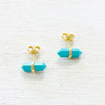 Sterling Silver Gold Plated Turquoise Stone Earrings