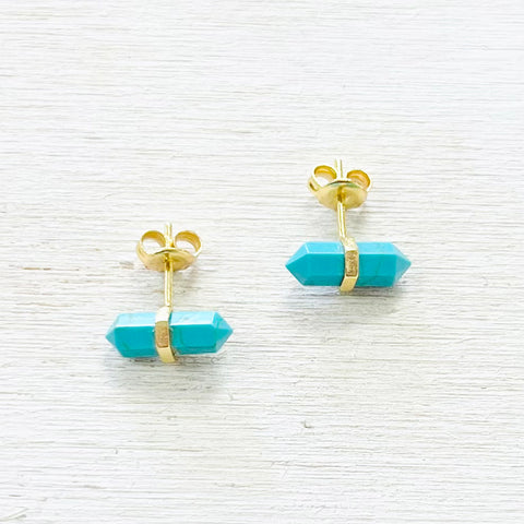 Sterling Silver Gold Plated Turquoise Stone Earrings