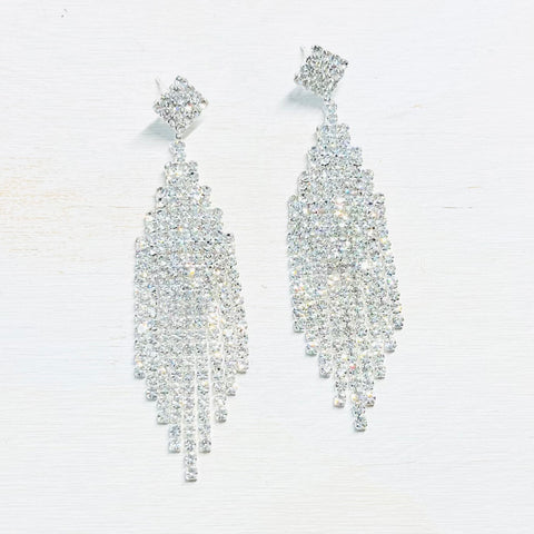 Fashion Silver Tone Fringe Dangle Earrings