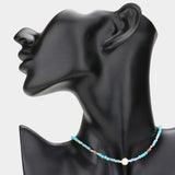 Fashion Turquoise Beaded Necklace w/ Pearl