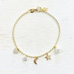 Sterling Silver Gold Plated Charm Ball Bracelet