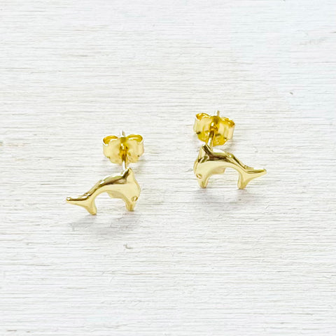Sterling Silver Gold Plated Dolphin Studs