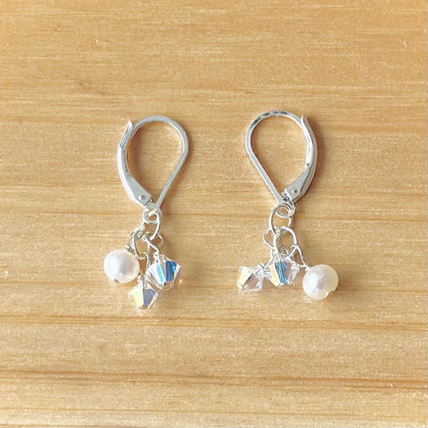 Sterling Silver Pearl and Crystal Earrings