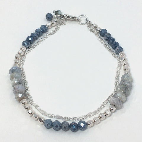 Sterling Silver Silverite Sapphire Double Bracelet