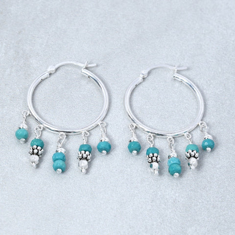 Sterling Silver Turquoise Dangle Hoops