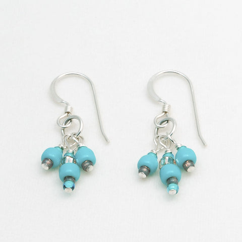 Sterling Silver Turquoise Seed Bead Earrings