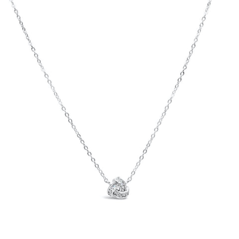 Stia Silvertone Love Knot Pave’ Necklace
