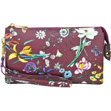Cranberry Floral Wristlet/Crossbody Bag