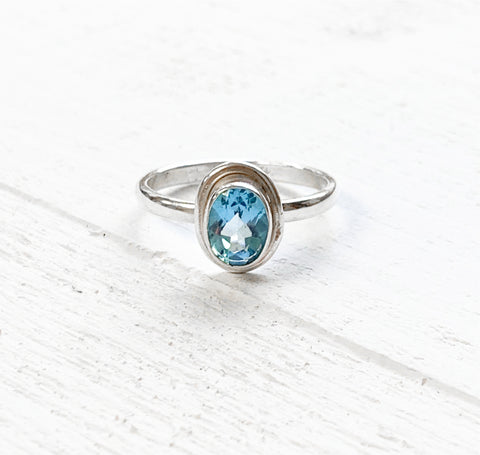 Sterling Silver March Bezel Ring