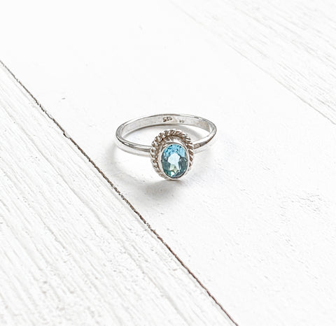 Sterling Silver March Oval Ring