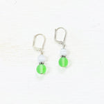 Sterling Silver Green & Clear Frosted Beaded Earrings