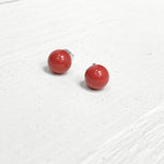 Sterling Silver Red Ball Studs