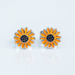 Enamel Sunflower Stud Earrings