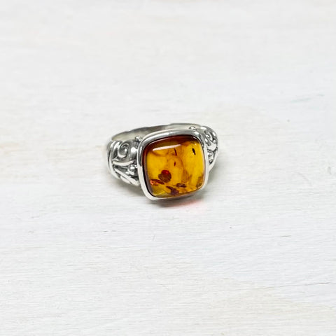 Sterling Silver Amber Color Ring