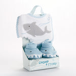 Chomp & Stomp Shark Bib & Booties Gift Set (Aqua Blue)