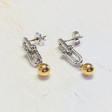 Two Tone Link & Ball Earrings