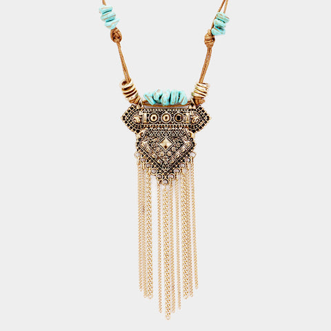 Boho Tassel Metal Pendant Necklace