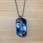 Handpainted Cross Faith Dog Tag Necklace