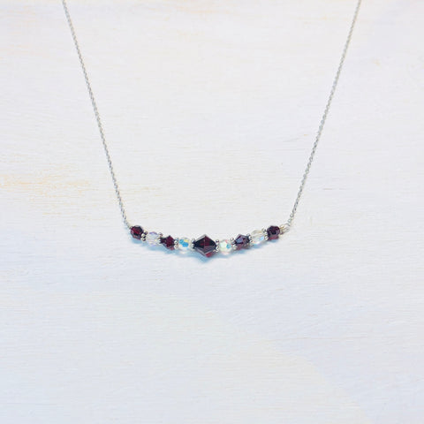 Sterling Silver January Beaded Bar Necklace