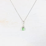Sterling Silver August Cube Necklace