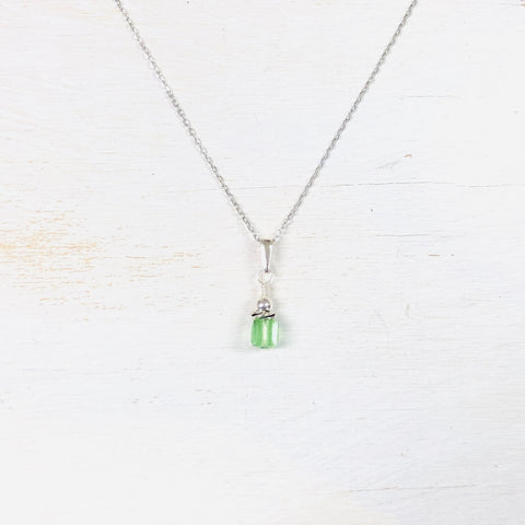 Sterling Silver August Cube Necklace