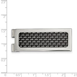 Stainless Steel with Black Carbon Fiber Inlay Money Clip