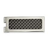 Stainless Steel with Black Carbon Fiber Inlay Money Clip
