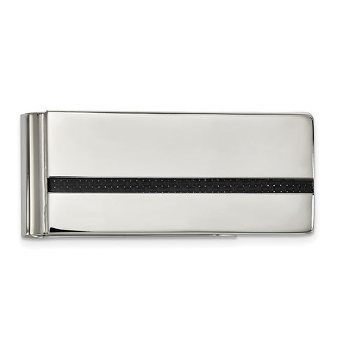 Stainless Steel with Black Carbon Fiber Inlay Money Clip