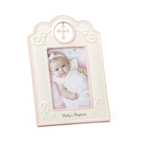 Pink Baby's Baptism 4X6 Frame