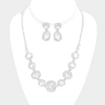 Pave Trim Marquise Rhinestone Necklace Set