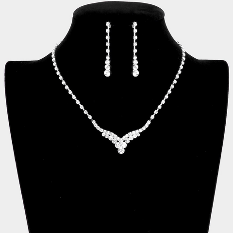 Stone Detail Rhinestone Necklace Set