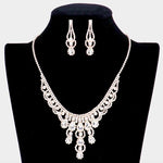 Teardrop Stone Accented Rhinestone Necklace Set
