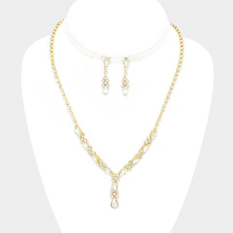 Marquise Crystal Rhinestone Necklace Set