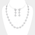 Floral Crystal Rhinestone Collar Necklace Set