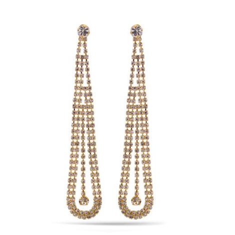 Rhinestone Crystal Tassel Long Earrings