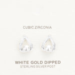 White Gold Dipped CZ Pearl Earrings