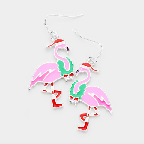 Christmas Flamingo Earrings